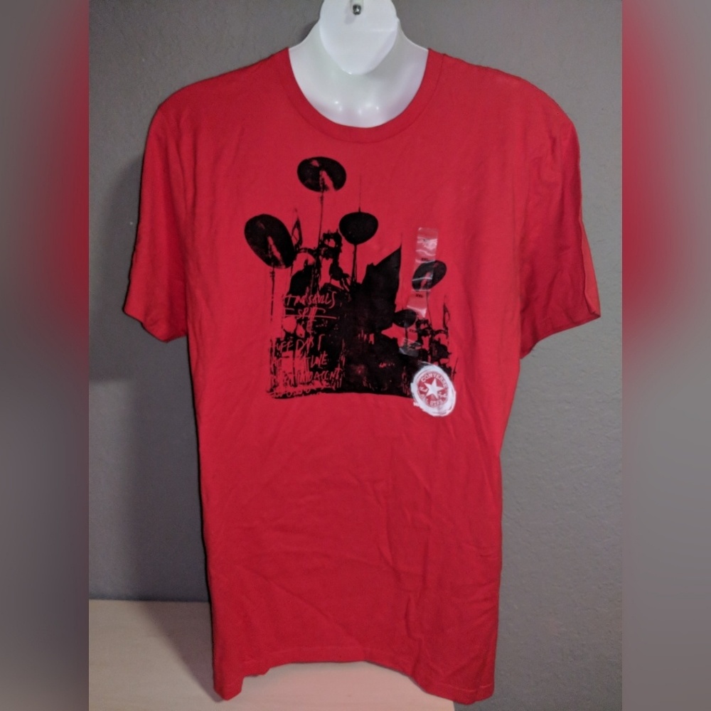 Red & Black Converse Men 2X Drums Graphic Band Tee